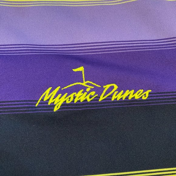 Under Armour Heat Gear Golf Polo Mystic Dunes Purple Green Blue Stripes XL - Picture 4 of 6